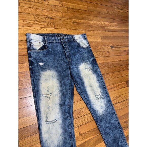 Southpole Mens Jeans Size 42x34 Blue Acid Wash Distressed Flex the Movement Slim - Picture 3 of 6